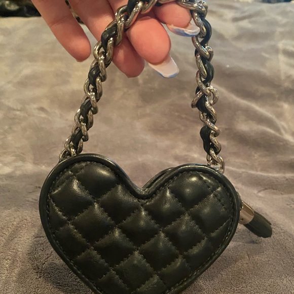 bebe Handbags - Bebe small black heart chain mini bag. Like new
